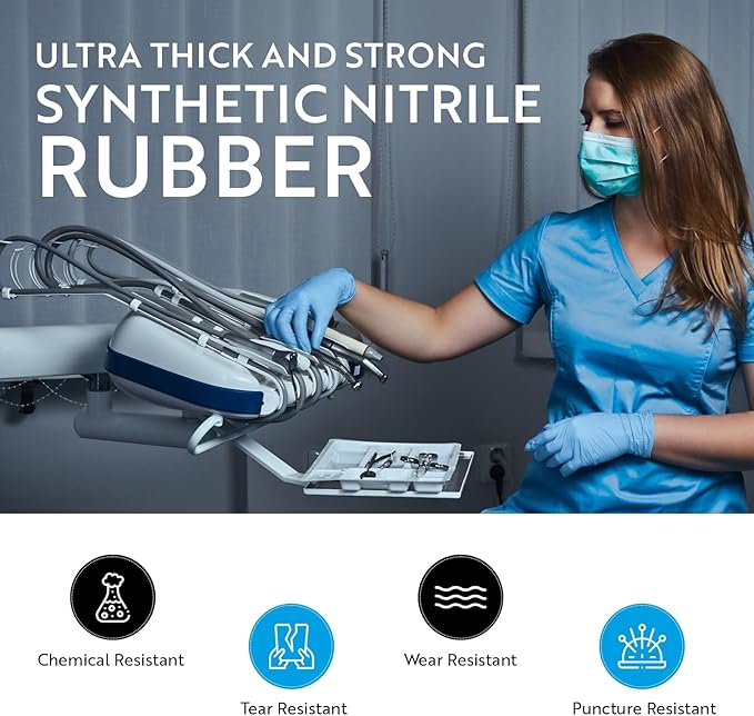 Medelim Nitrile Medical Gloves, Blue, 5 Mil (100) - Image 3