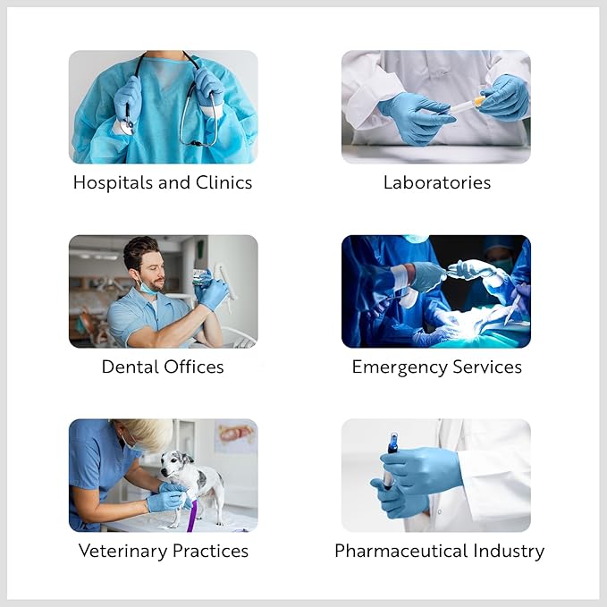 Medelim Nitrile Medical Gloves, Blue, 5 Mil (100) - Image 6